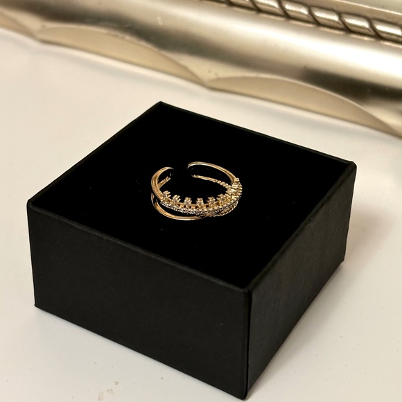 Jewelry - Princess Tiara 14k Plated Gold Crystal Ring